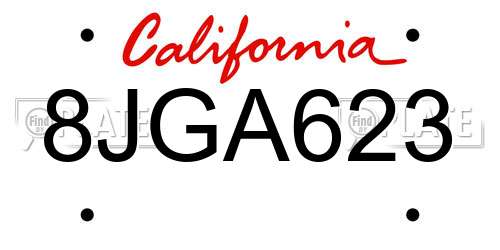 8JGA623 California License Plate
