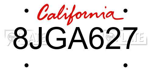 8JGA627 California License Plate