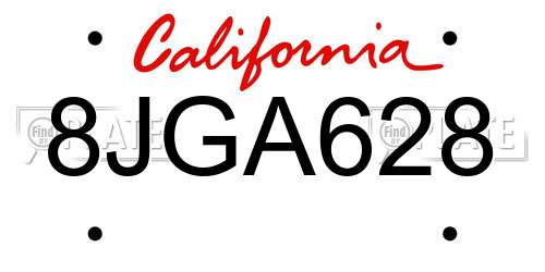 8JGA628 California License Plate