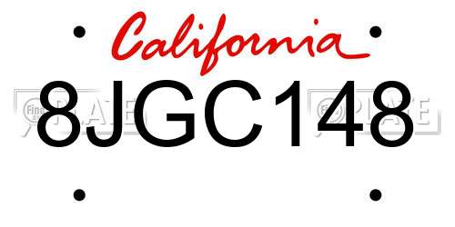 8JGC148 California License Plate