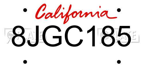 8JGC185 California License Plate