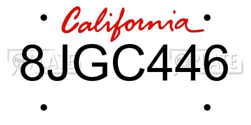 8JGC446 California License Plate