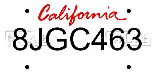 8JGC463 California License Plate
