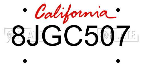 8JGC507 California License Plate