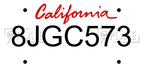 8JGC573 California License Plate