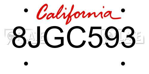 8JGC593 California License Plate