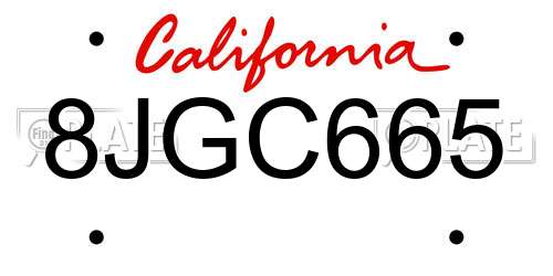 8JGC665 California License Plate