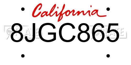 8JGC865 California License Plate