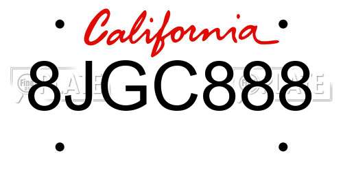8JGC888 California License Plate