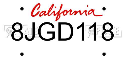 8JGD118 California License Plate