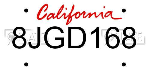 8JGD168 California License Plate