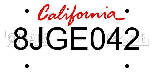 8JGE042 California License Plate