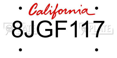 8JGF117 California License Plate