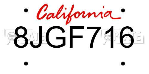 8JGF716 California License Plate