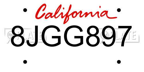 8JGG897 California License Plate