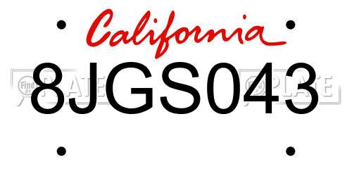 8JGS043 California License Plate