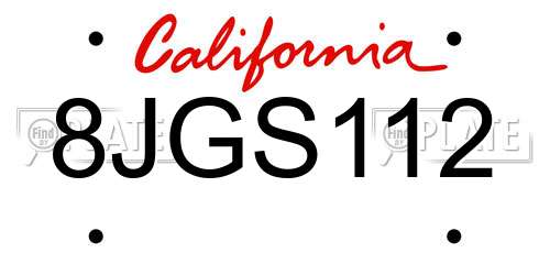 8JGS112 California License Plate