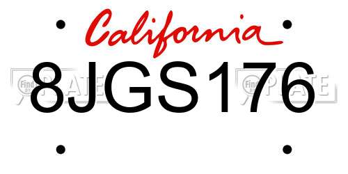 8JGS176 California License Plate