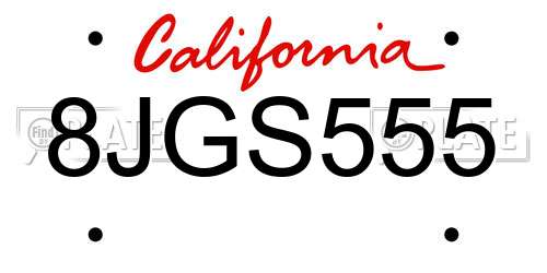 8JGS555 California License Plate