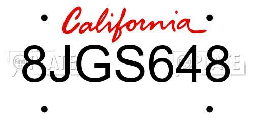 8JGS648 California License Plate