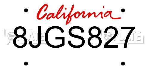 8JGS827 California License Plate