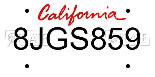 8JGS859 California License Plate