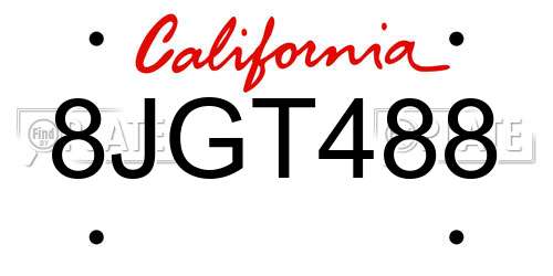 8JGT488 California License Plate
