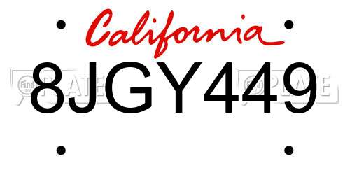 8JGY449 California License Plate