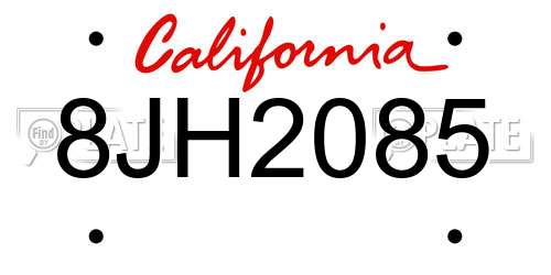 8JH2085 California License Plate