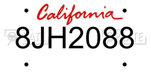 8JH2088 California License Plate