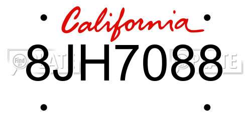8JH7088 California License Plate