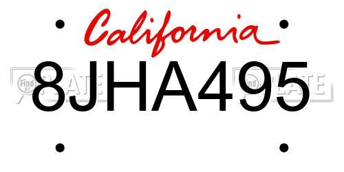 8JHA495 California License Plate