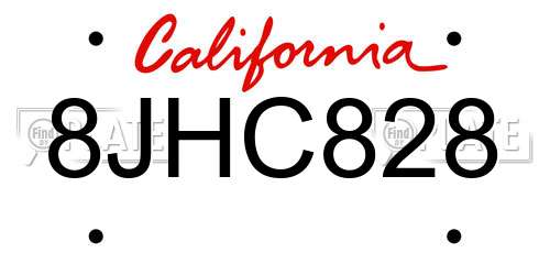 8JHC828 California License Plate