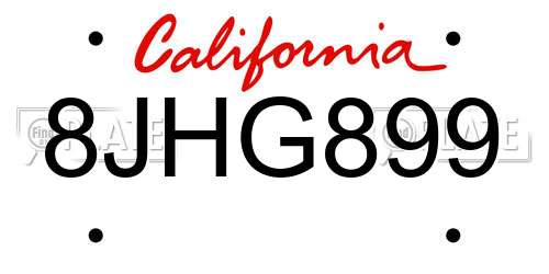 8JHG899 California License Plate