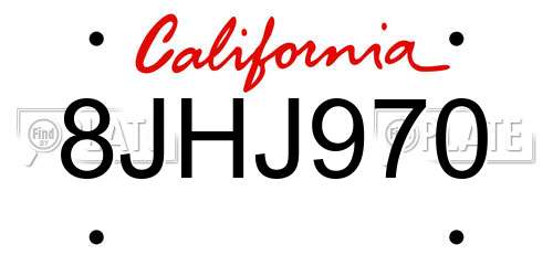 8JHJ970 California License Plate
