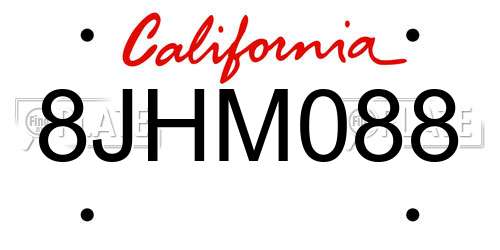 8JHM088 California License Plate