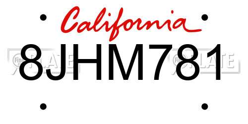 8JHM781 California License Plate