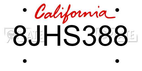 8JHS388 California License Plate