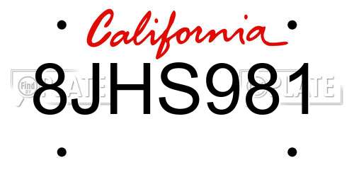8JHS981 California License Plate