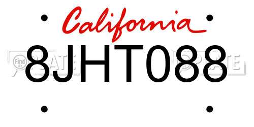 8JHT088 California License Plate
