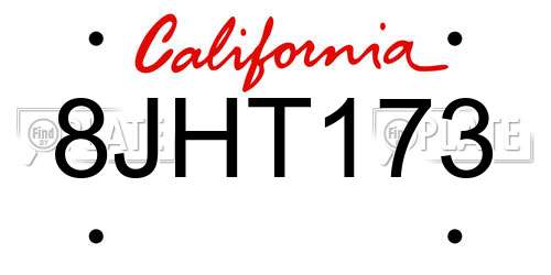 8JHT173 California License Plate