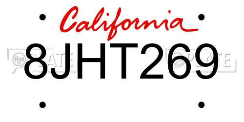 8JHT269 California License Plate