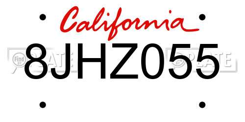 8JHZ055 California License Plate