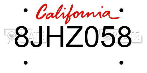 8JHZ058 California License Plate