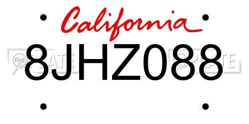 8JHZ088 California License Plate