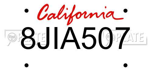 8JIA507 California License Plate