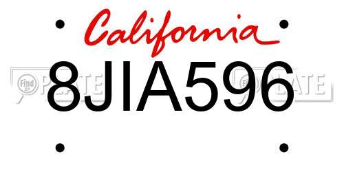 8JIA596 California License Plate