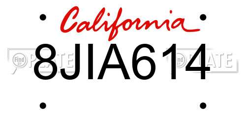 8JIA614 California License Plate