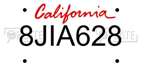 8JIA628 California License Plate