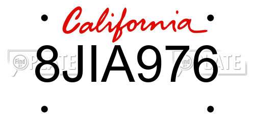 8JIA976 California License Plate
